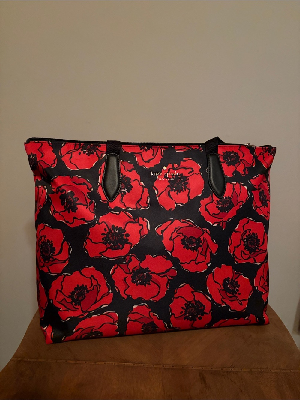 kate spade Black and Red Floral Tote